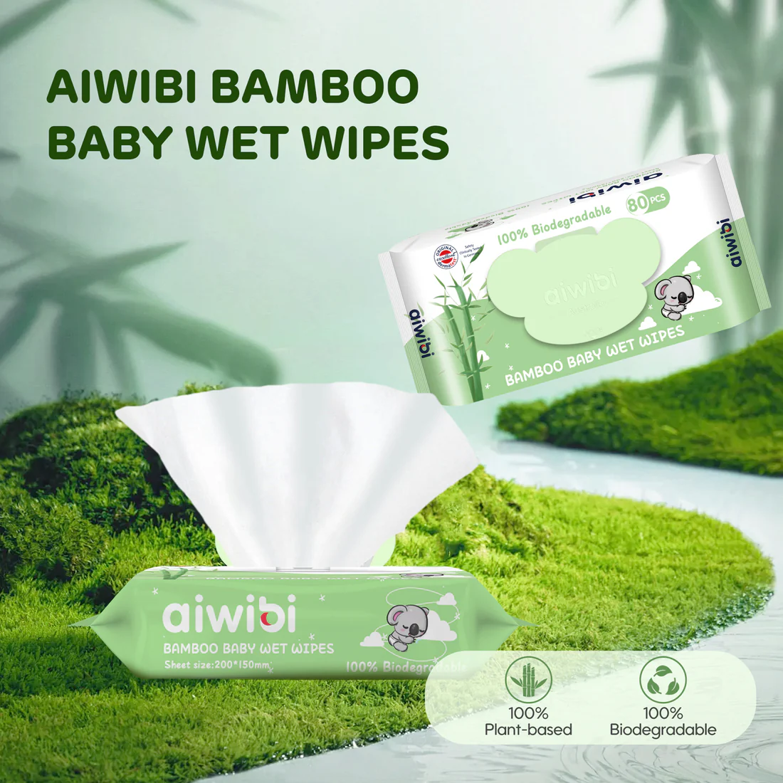 eco friendly 100% bamboo wet wipes 80 pcs eco friendly 100% bamboo wet wipes 80 pcs
