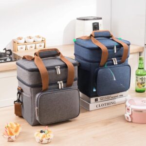 double layer insulated lunch bag — portable thermal cooler bag for work & school